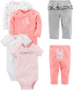 Simple Joys by Carter's Baby Girls' 6-Piece Bodysuits (Short and Long Sleeve) and Pants Set